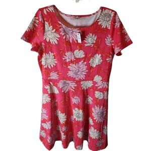 Talbots Factory Pink Floral Short Sleeve Dress, NWT, Size 12